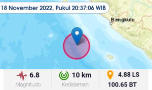 Enggano Diguncang Gempa Magnitudo 6,8