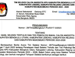 Berikut Ini Daftar Nama 20 Besar Calon Anggota KPU BU, Lebong, RL dan Mukomuko