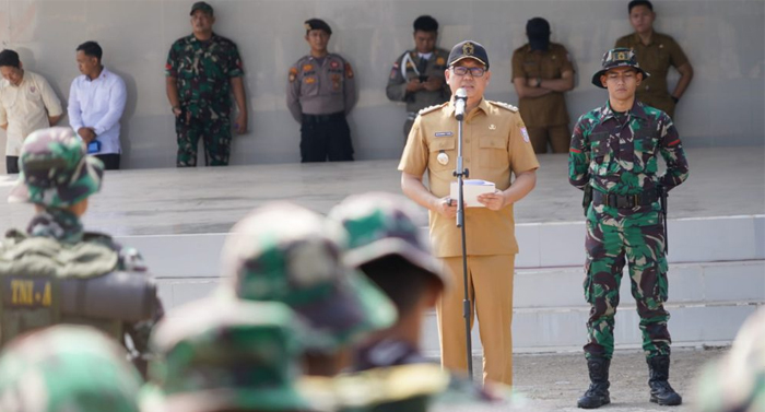 Pj Bupati Banyuasin Buka Latihan Uji Siap Tempur Kompi Yonif Zeni Konstruksi