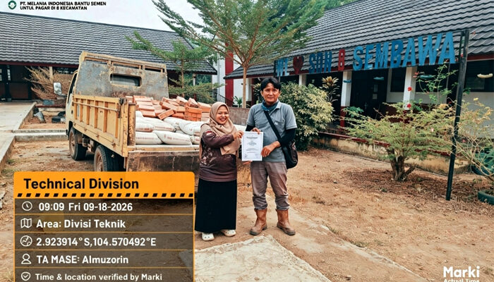 PT Melania Indonesia Bantu Semen Untuk Pembangunan Pagar SDN 8 Sembawa