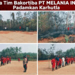 Aksi Nyata Tim Bakortiba PT Melania Indonesia Melakukan Pemadaman Karhutla di Desa Mainan PT Melania_Banyuasin