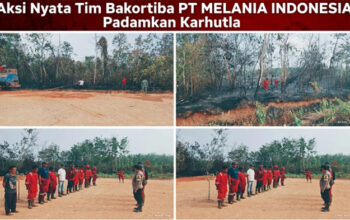 Aksi Nyata Tim Bakortiba PT Melania Indonesia Melakukan Pemadaman Karhutla di Desa Mainan